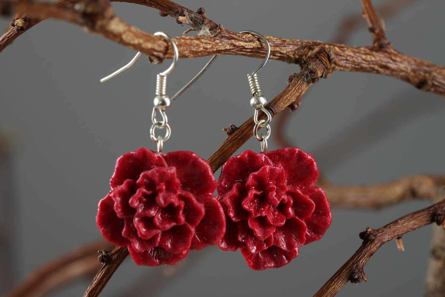 Handmade bright flower earrings polymer clay earrings designer jewelry photo 1