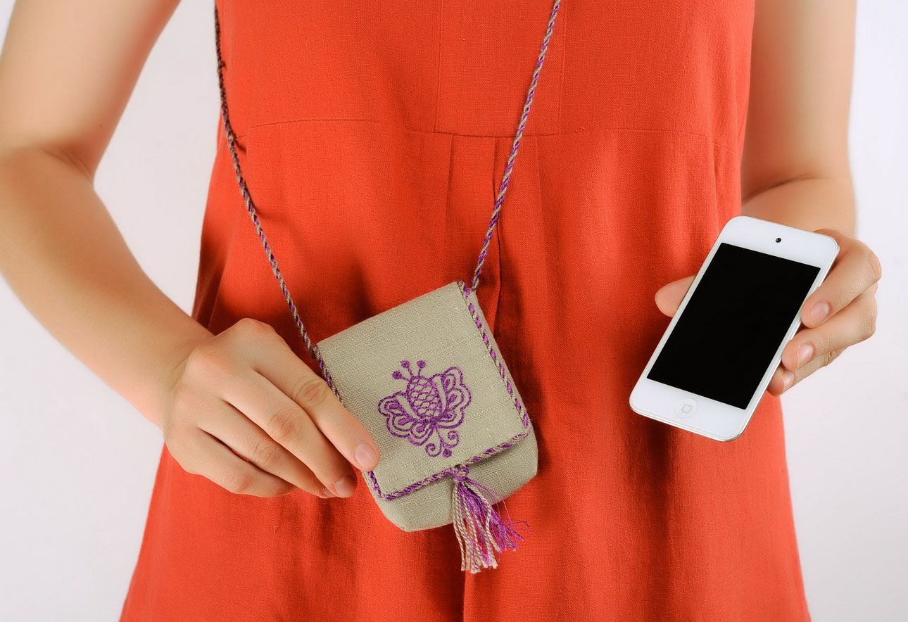 Housse pour smartphone en tissu artisanale Fleur photo 2