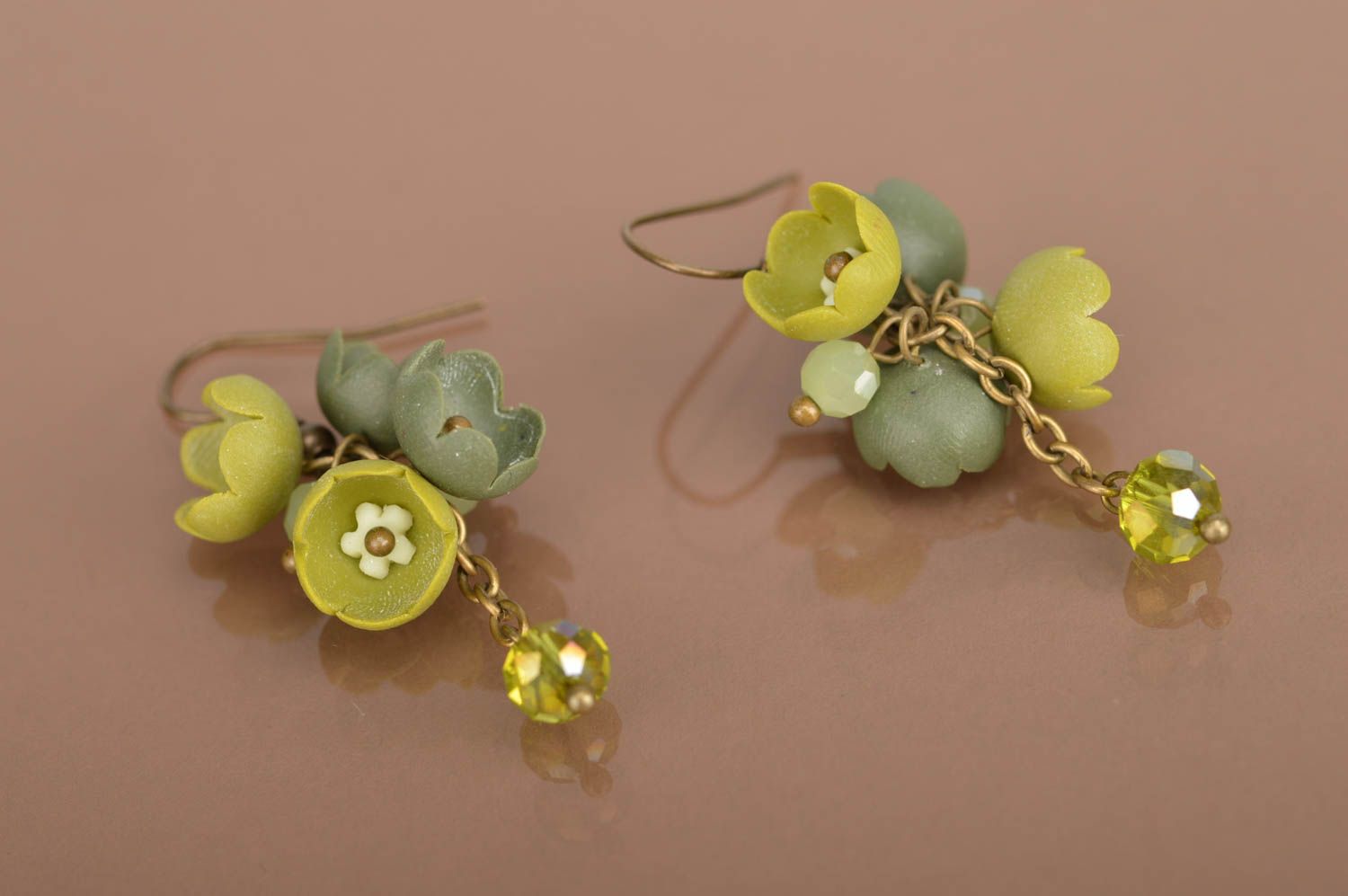 Stylish handmade polymer clay earrings plastic flower earrings gifts for her photo 2