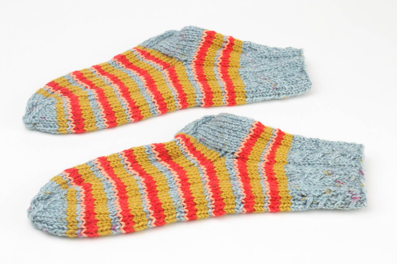 Chaussettes tricotées en laine rayées chaudes  photo 3
