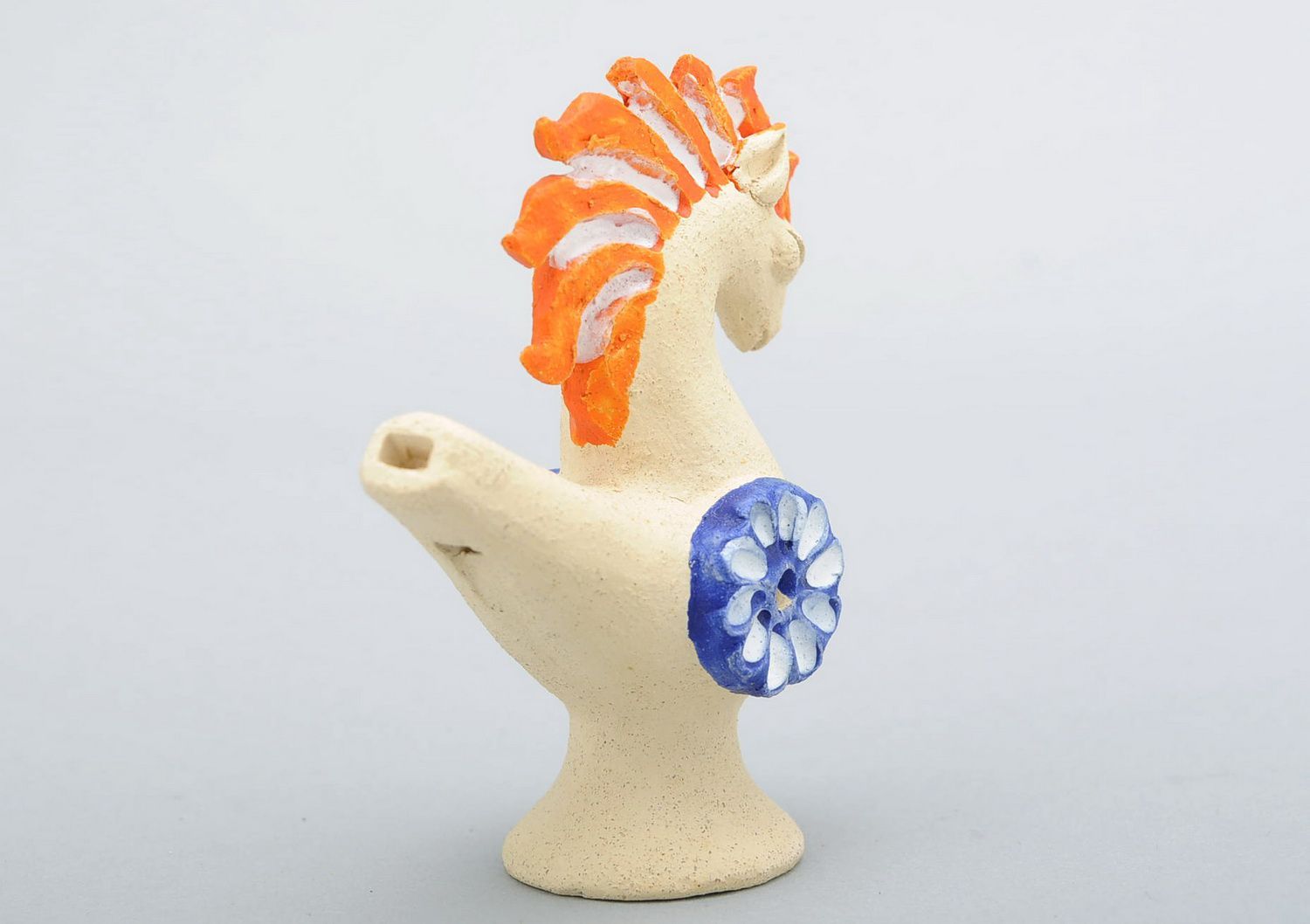 Painted clay penny whistle in the form of a horse photo 2