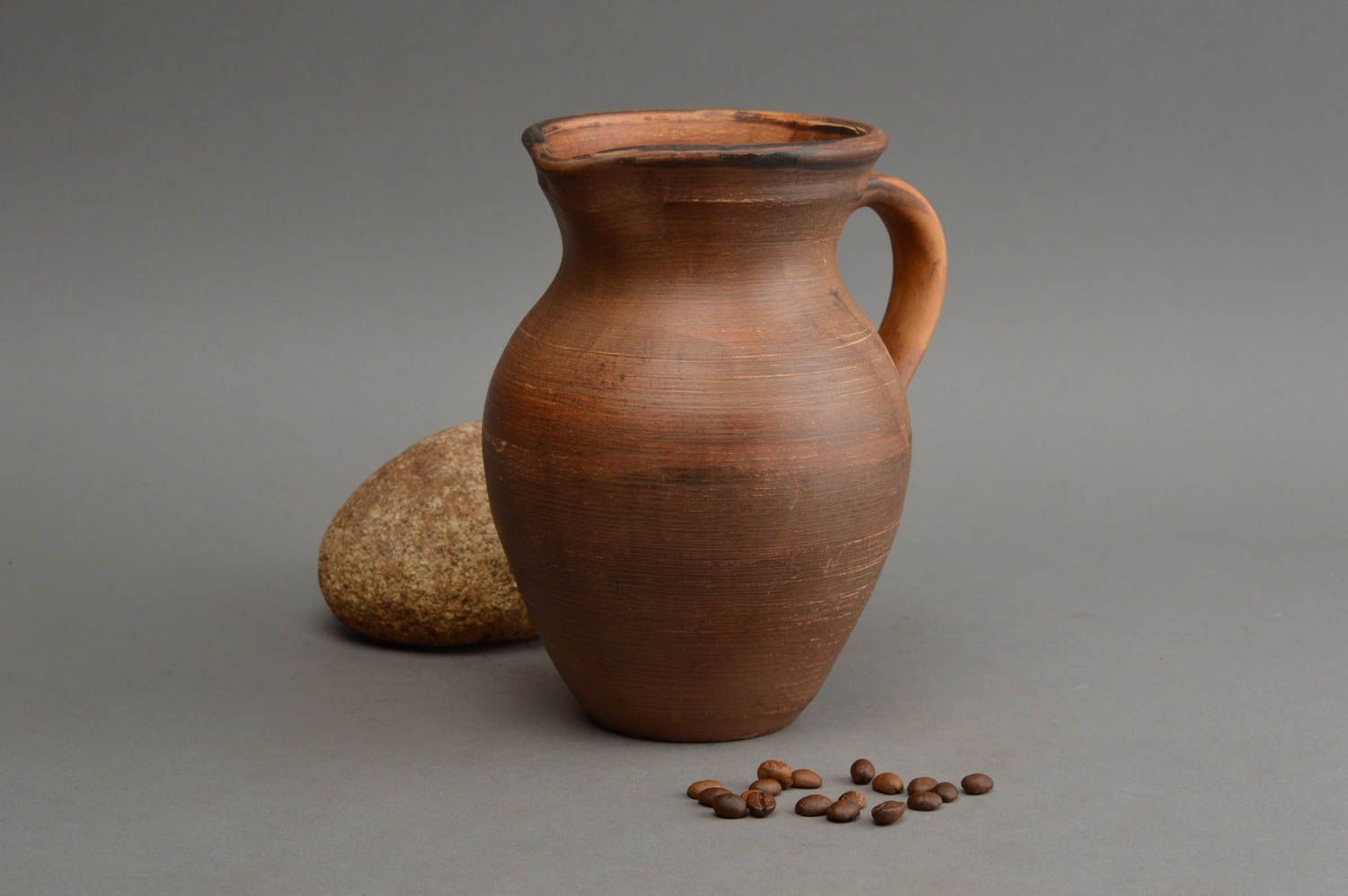 Cruche en céramique brune faite main joli originale écologique pratique  photo 1