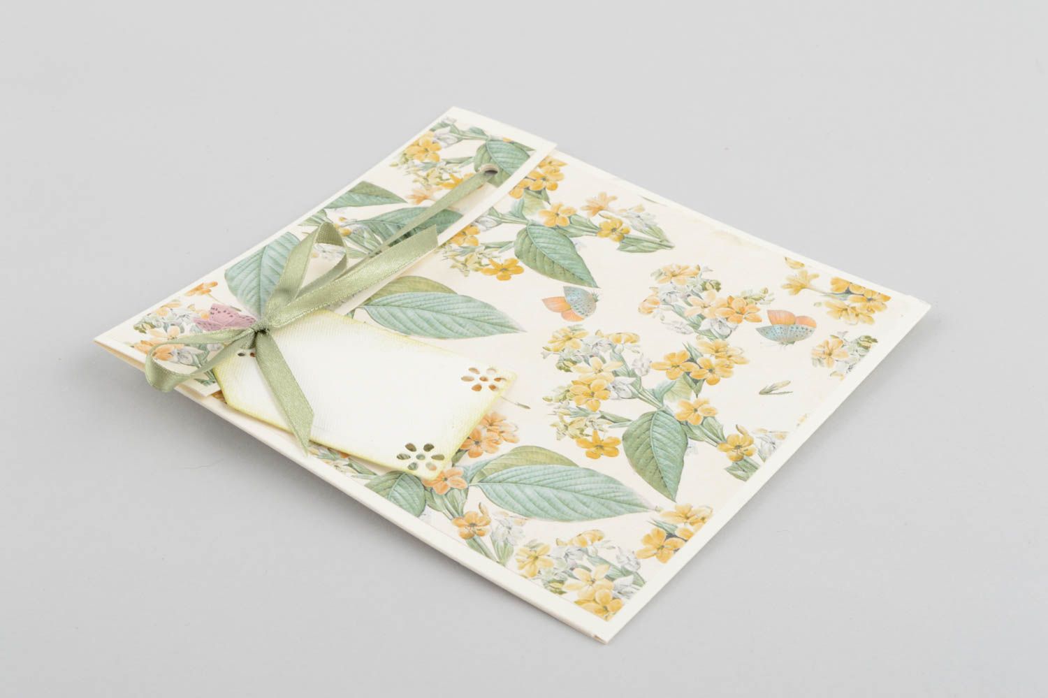 Enveloppe fait main Enveloppe créative originale papier floral ruban Idée cadeau photo 4