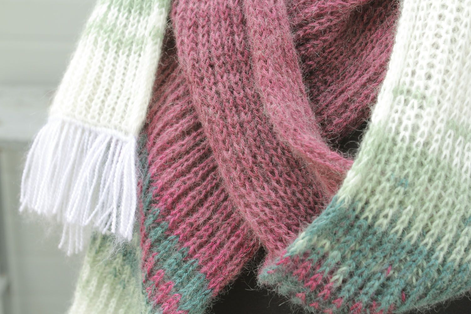Écharpe tricotée en laine angora originale photo 4