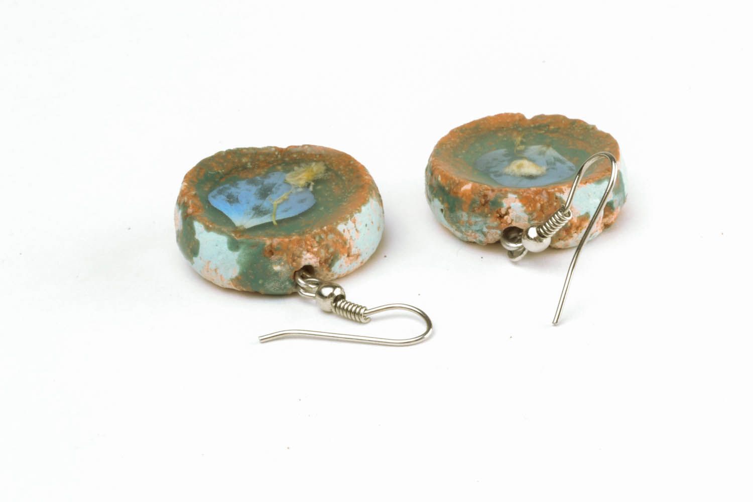 Earrings made of clay and epoxy resin photo 4