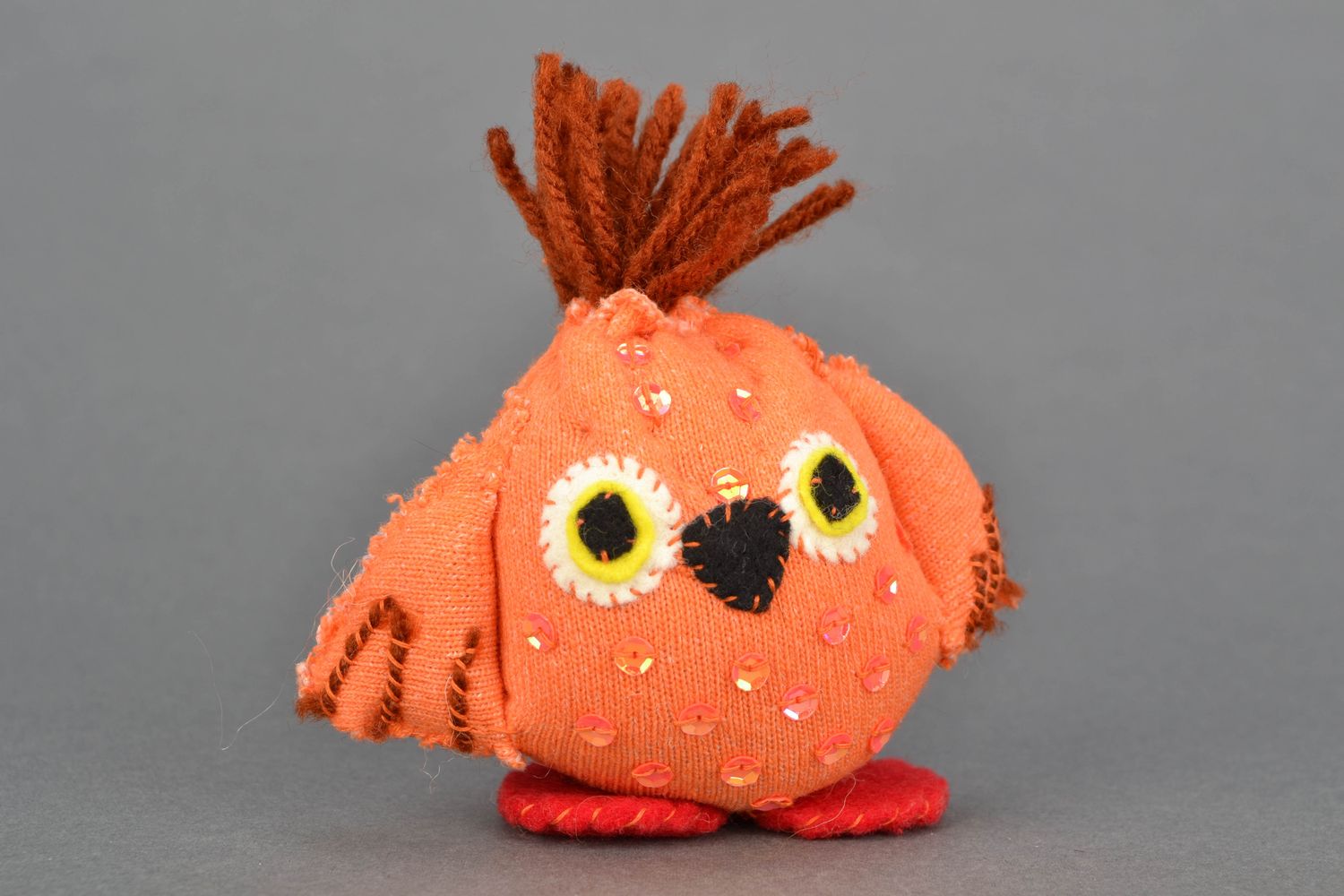 Pink fabric toy owl photo 2