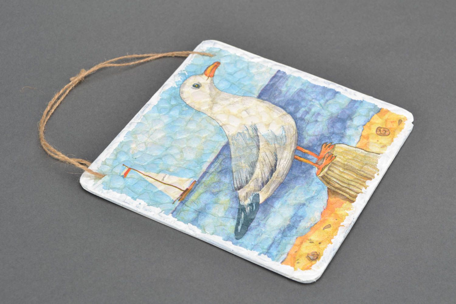 Small decoupage panel with the image of seagull photo 1