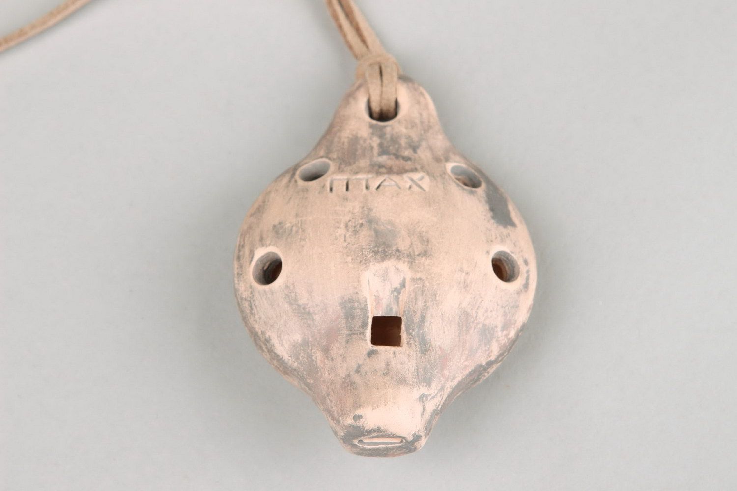 Ceramic tin whistle pendant in the form of lion's head photo 2