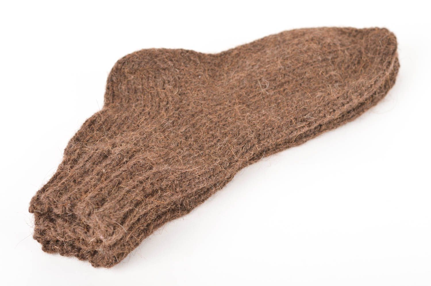 Wolle Socken handgemacht warme Damensocken gehäkelt warme Wintersocken braun foto 2