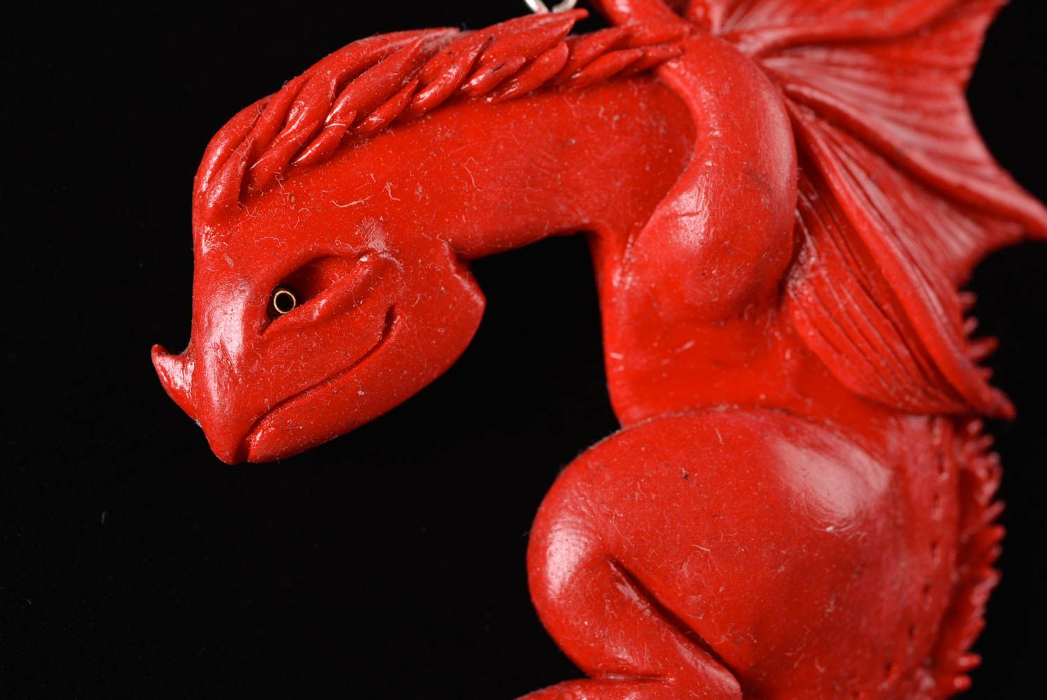 Pendentif dragon Bijou fait main en pâte polymère sur chaîne Cadeau pour femme photo 3