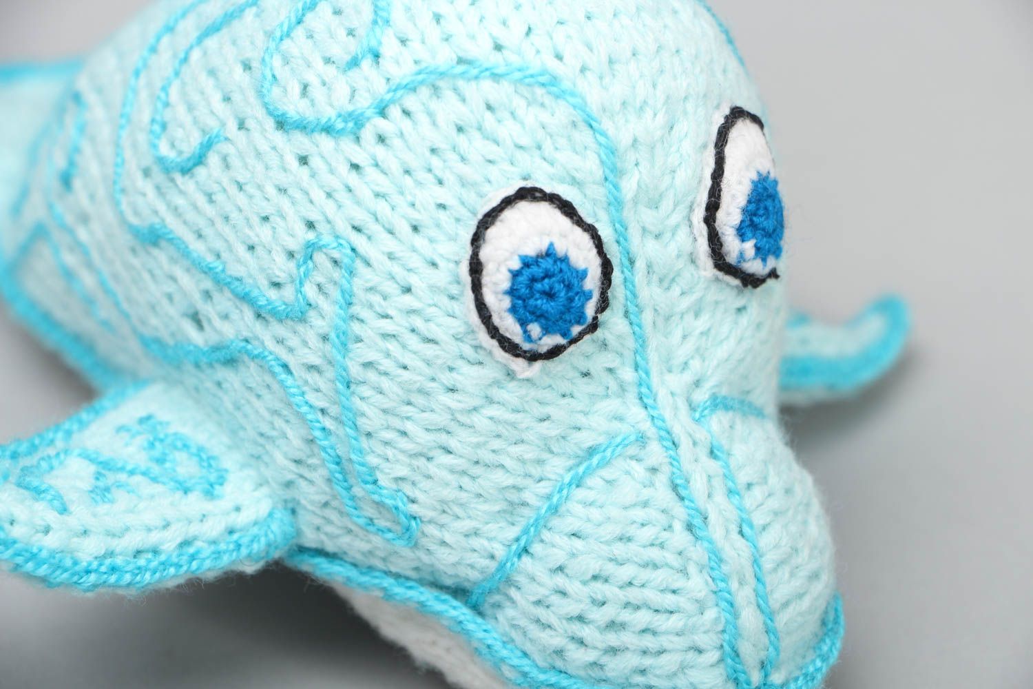 Crochet soft toy Blue Dolphin photo 2