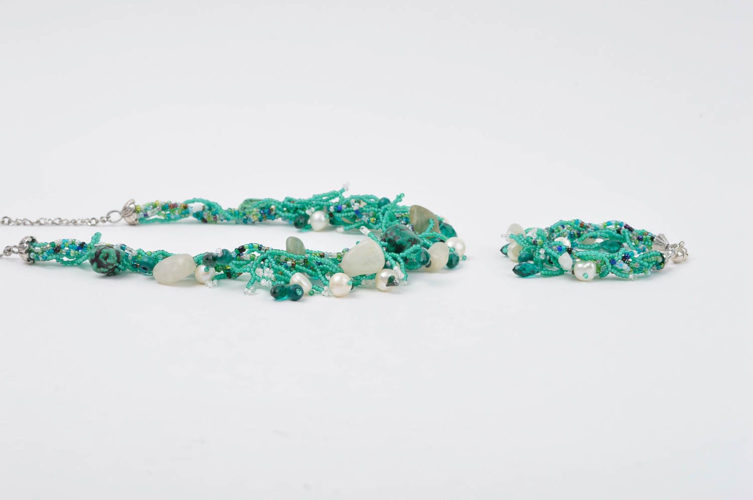 Handmade jewelry set fashion necklace wrist bracelet beaded jewelry gift for her photo 2