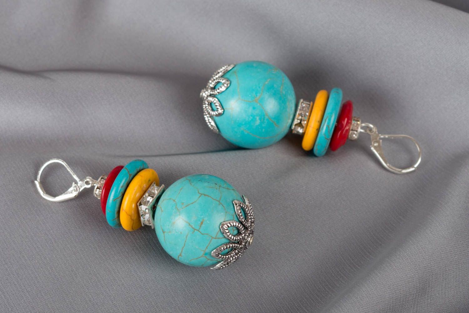 Handmade gemstone earrings crystal ball earrings designer jewelry for women photo 1