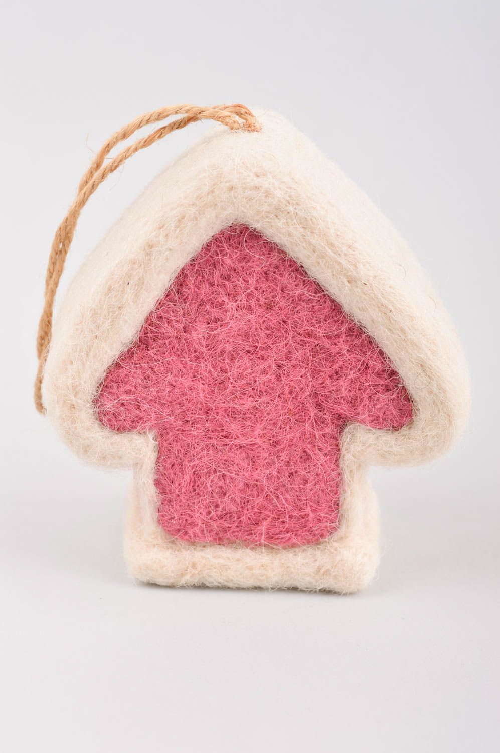 Валяная игрушка ручной работы декор на стену игрушка из шерсти Розовый домик фото 4