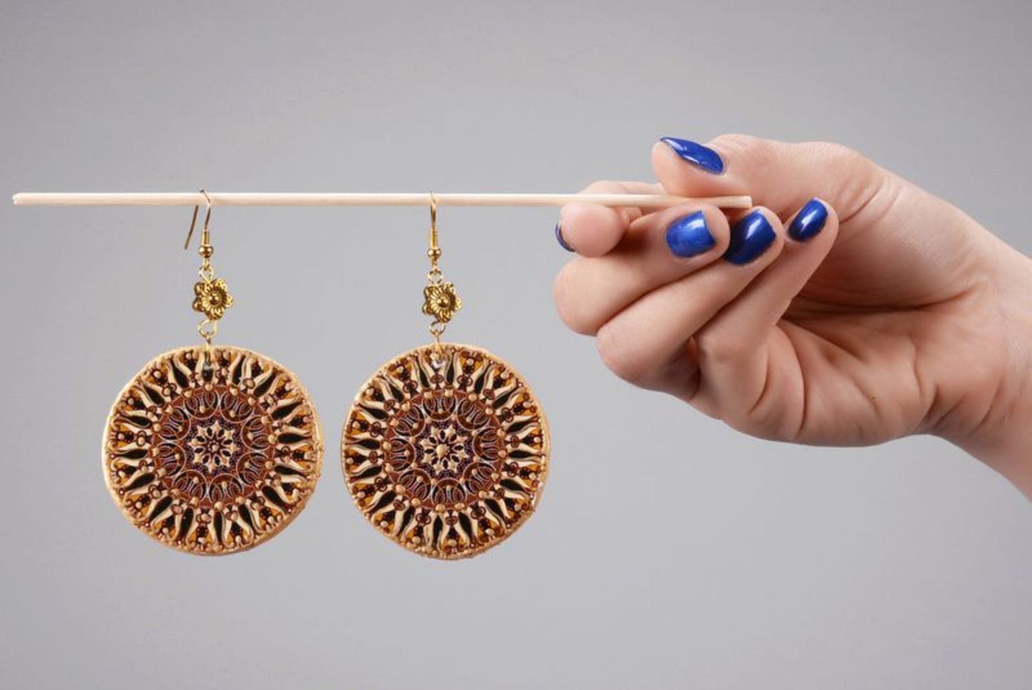 Ceramic earrings Mandala of stability, strength and self-confidence photo 5