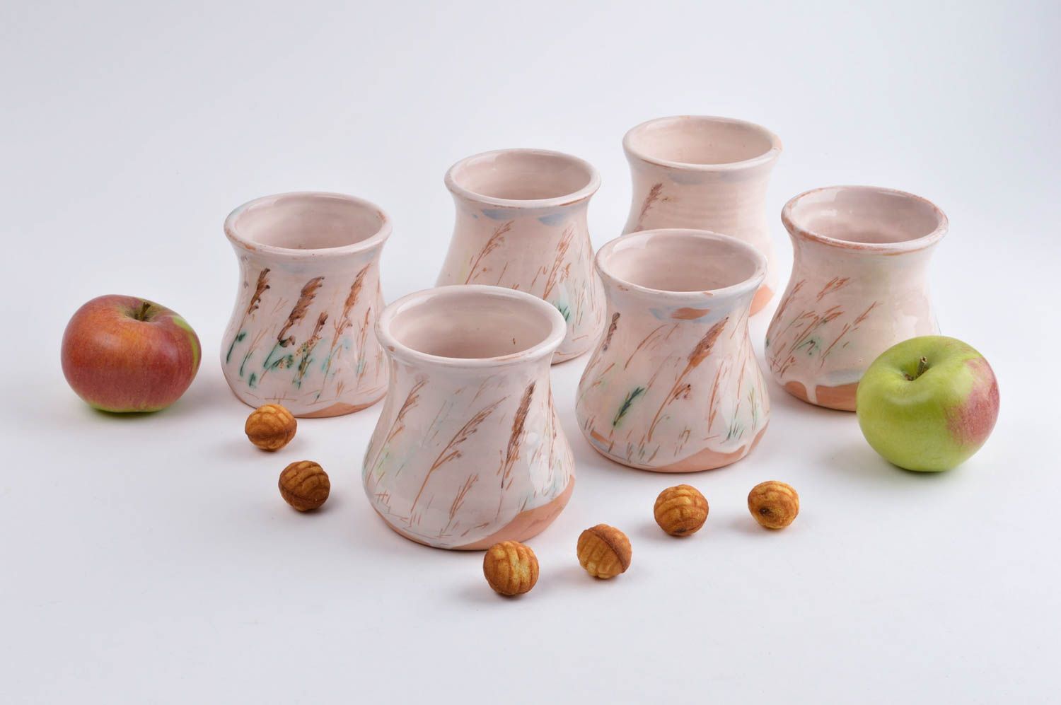 Handgefertigte Becher aus Ton Keramik Geschirr Set Küchen Deko 6 Stück schön foto 1