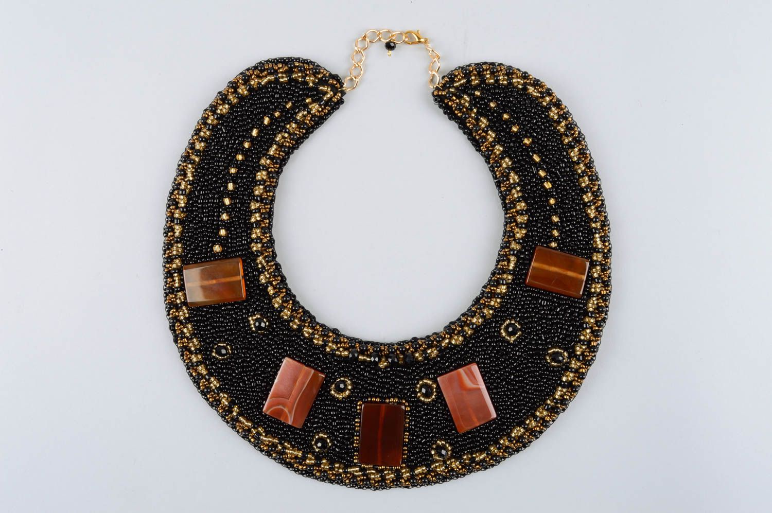 Stylish handmade beaded necklace woven gemstone necklace artisan jewelry photo 2