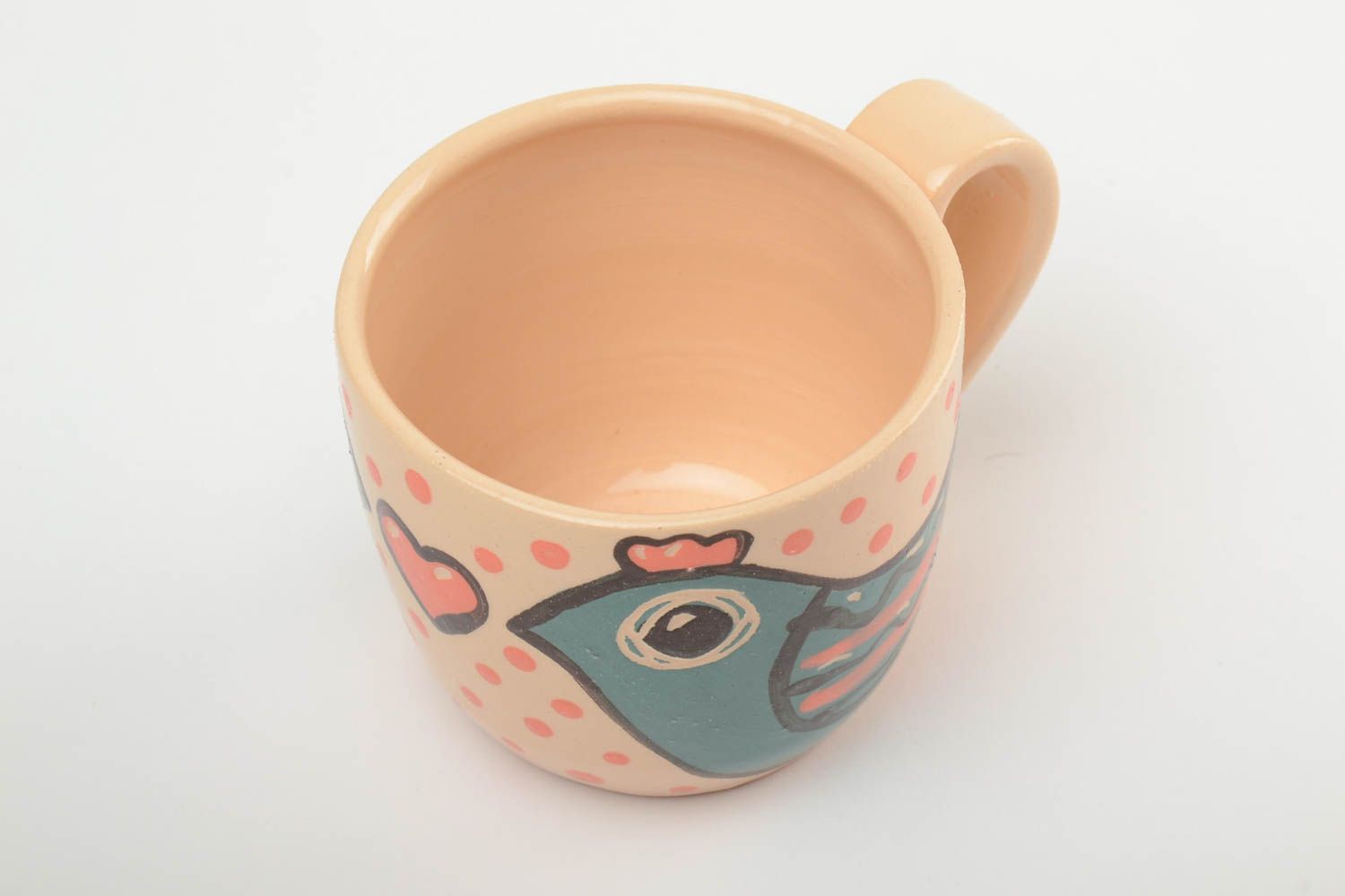 10 oz ceramic cup for kids with bird pattern photo 2