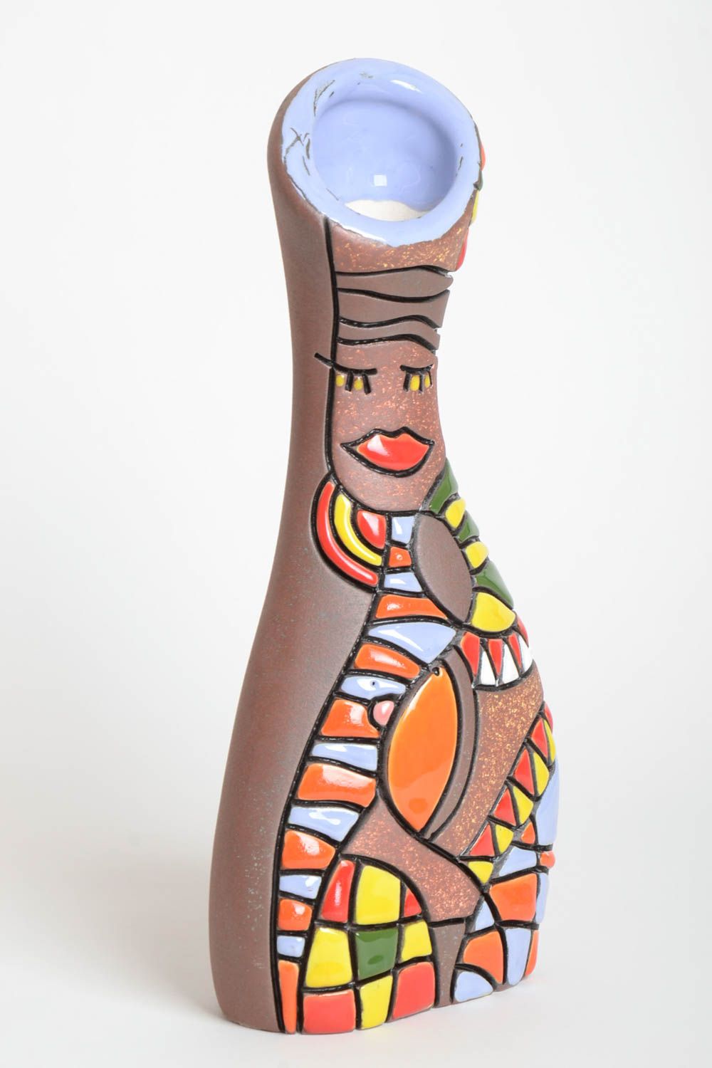 Эксклюзивный предмет интерьера ручной работы керамическая ваза для цветов фото 2