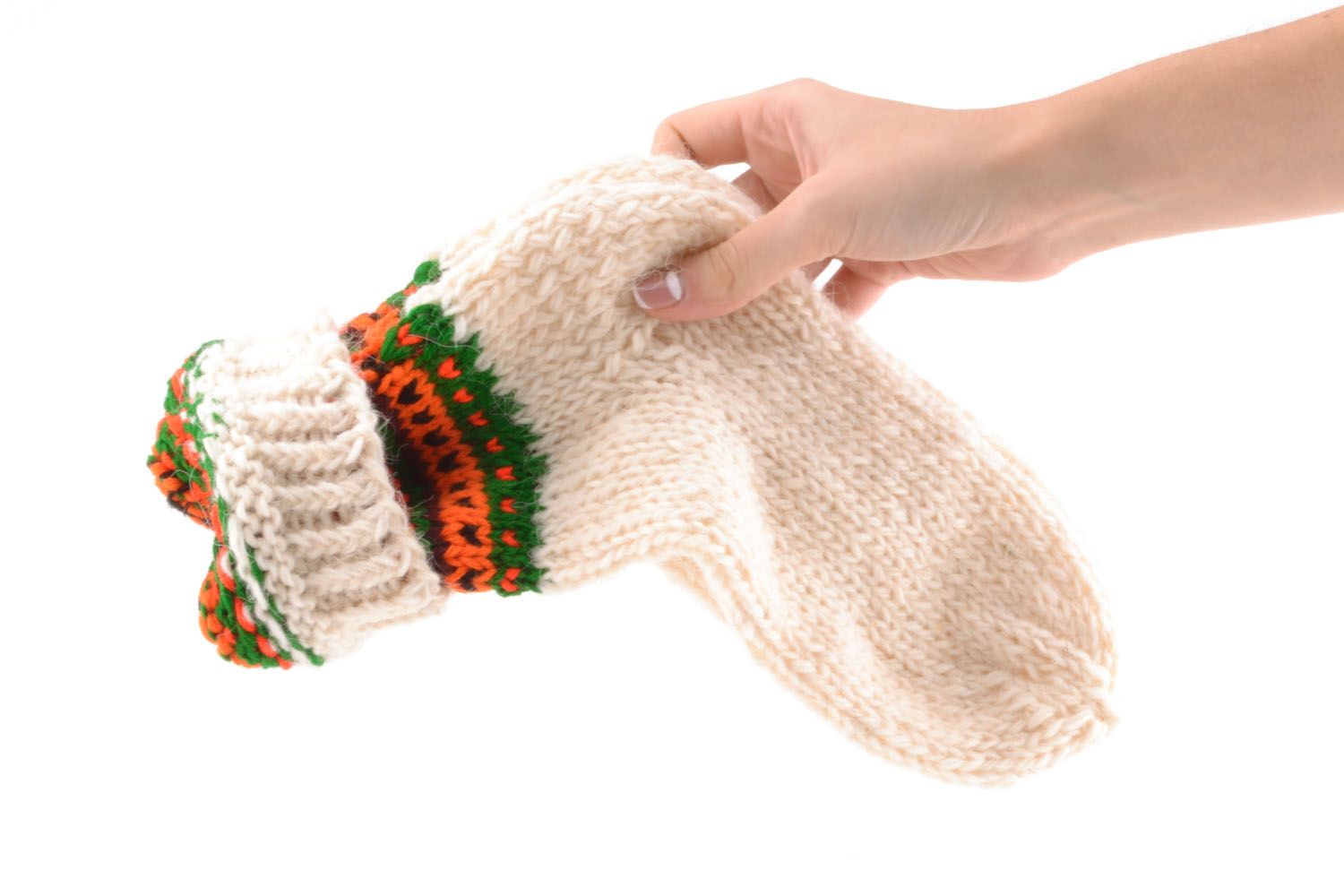 Homemade knitted wool socks photo 2