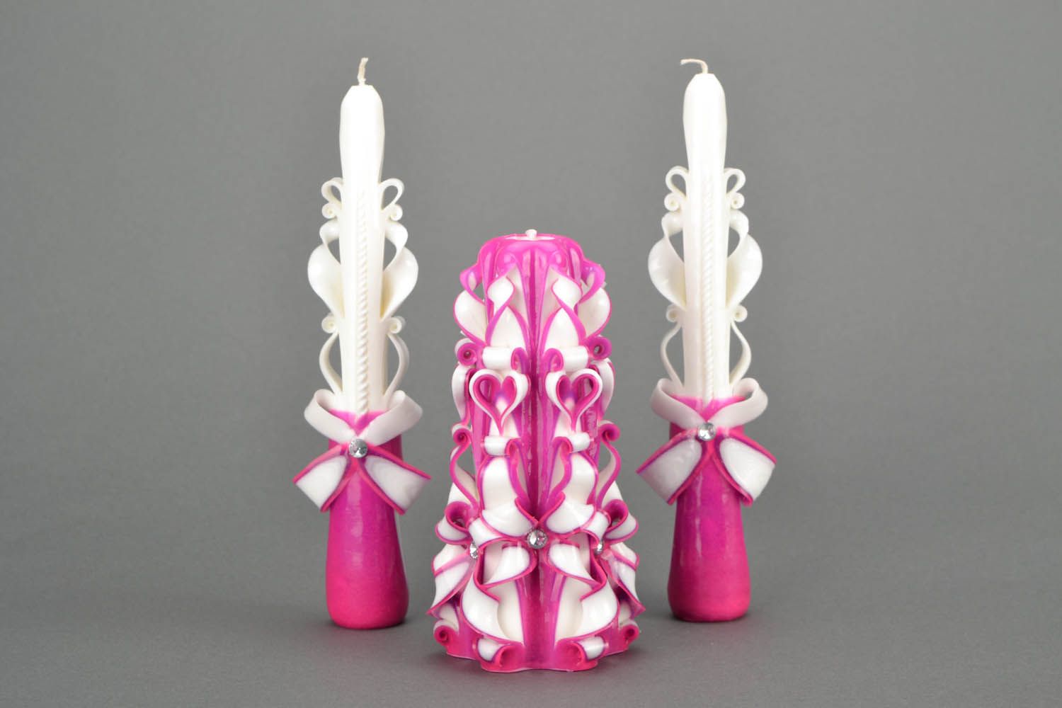 Homemade set of wedding candles photo 2