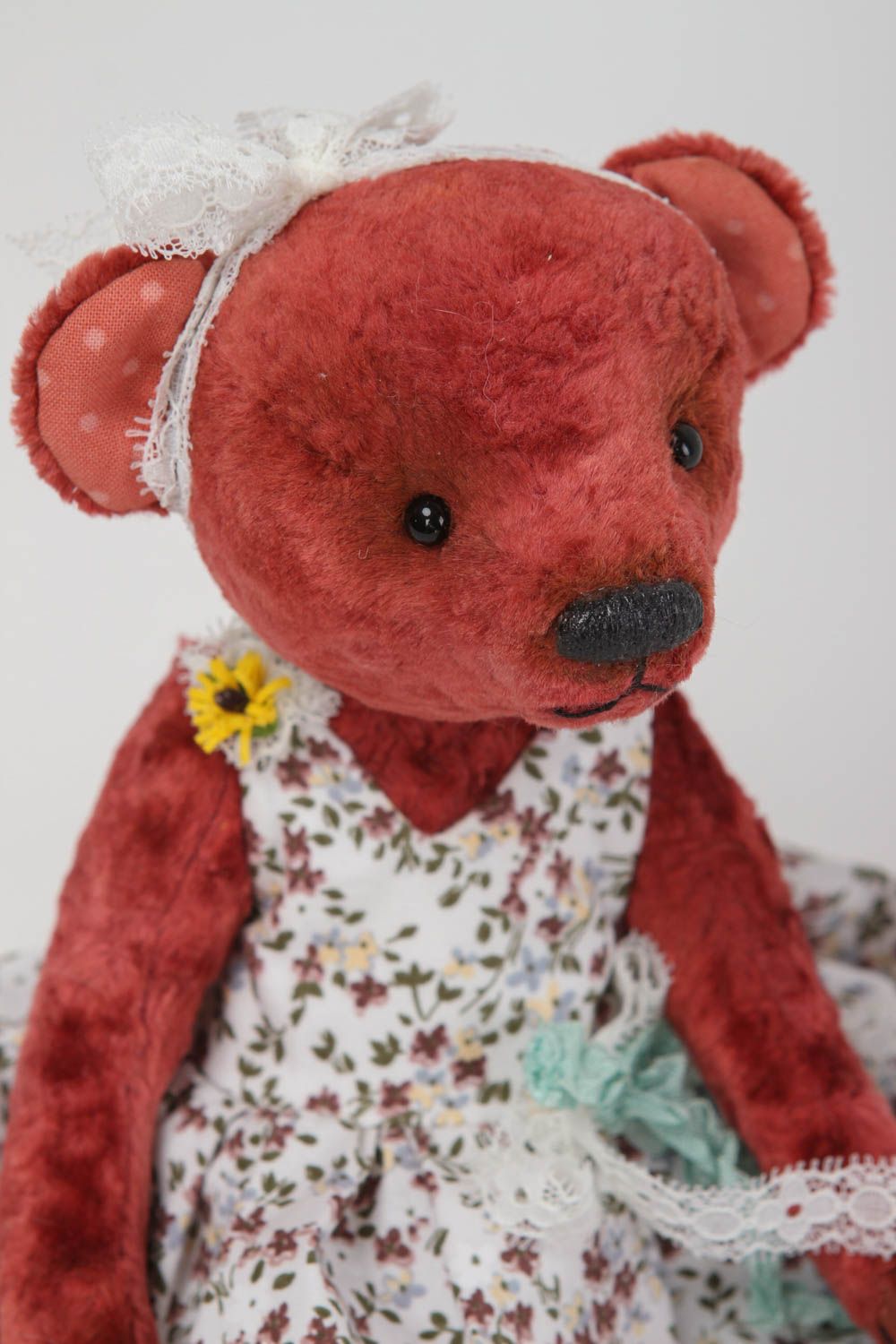 Handmade designer present unusual plush cute toy vintage soft bear for kids photo 3