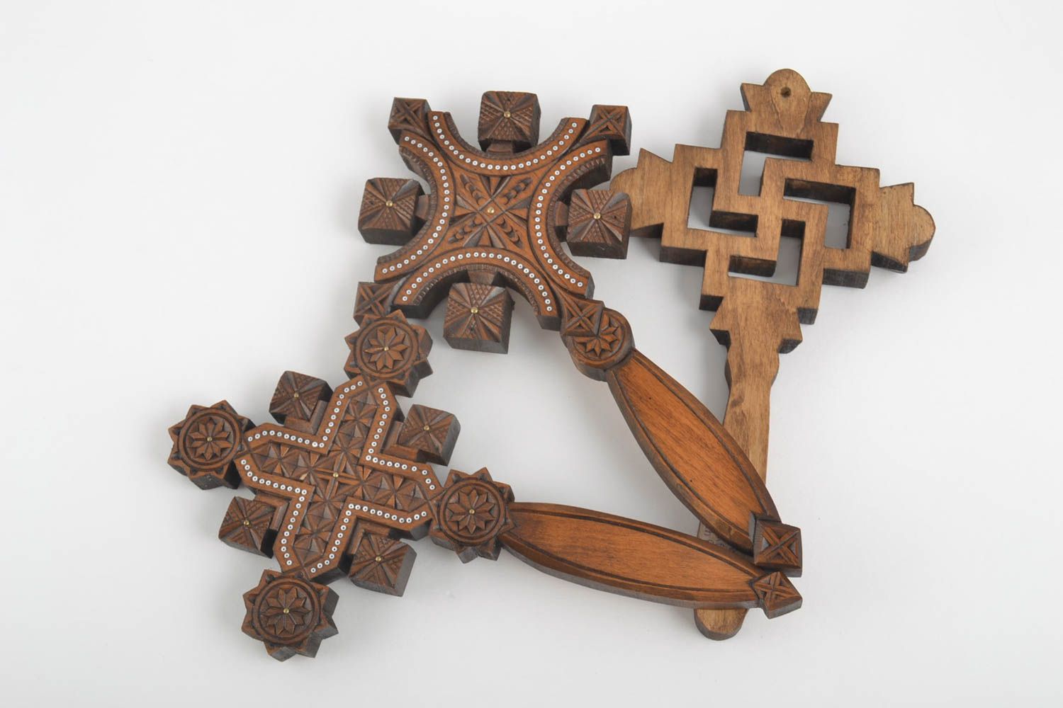 Cruces de madera artesanales adornos para casa regalo original para cristiano foto 2