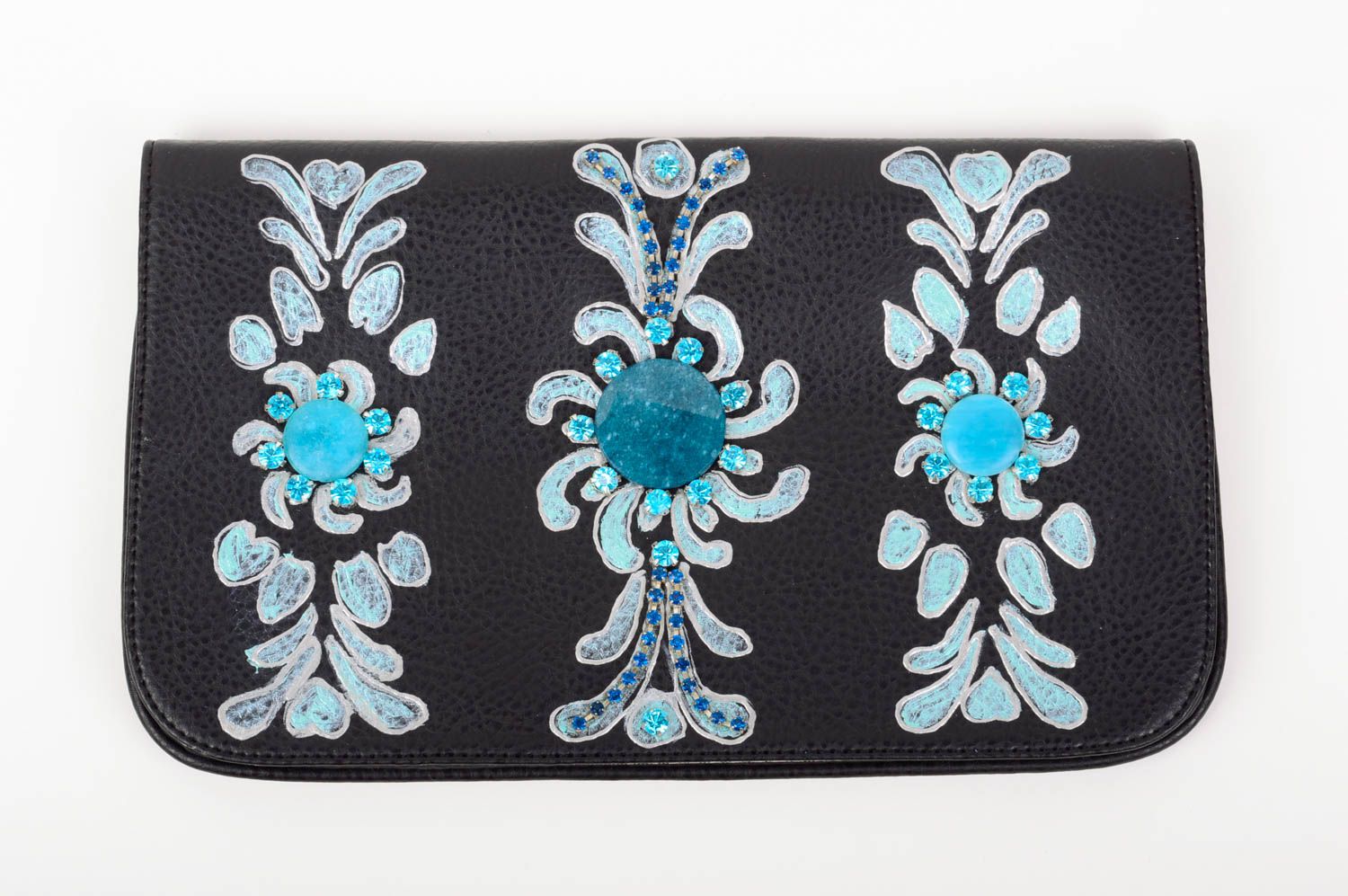 Handmade Clutch Tasche Accessoires für Frauen Tasche aus Kunstleder blau foto 1