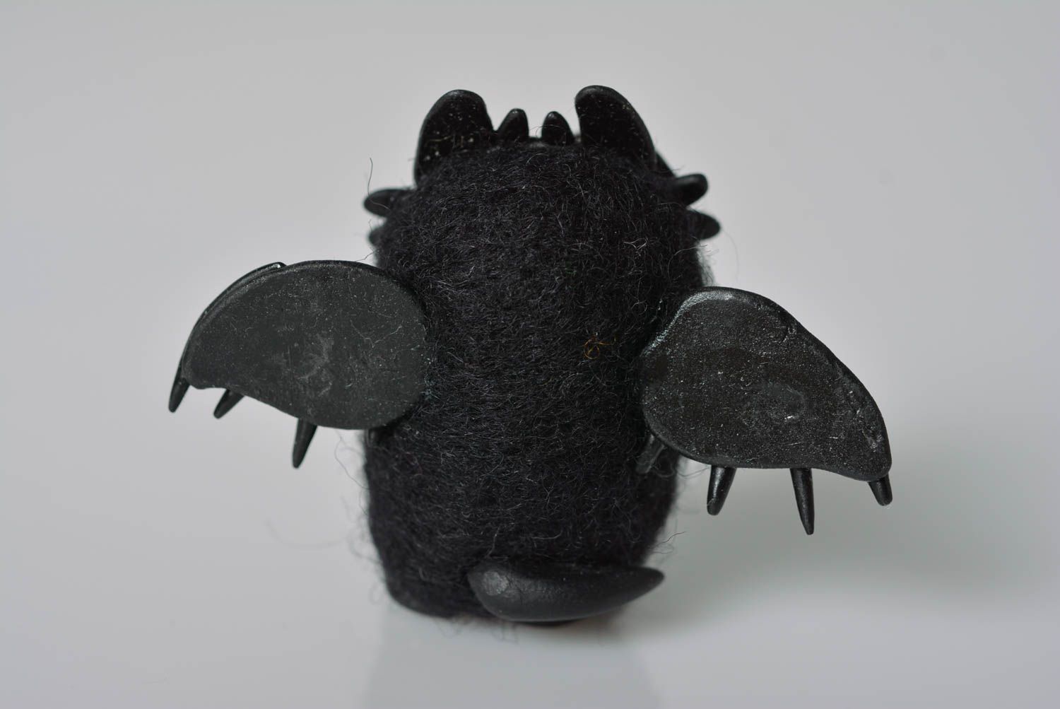 Woolen handmade figurine unusual statuette bat designer beautiful toy bat photo 3