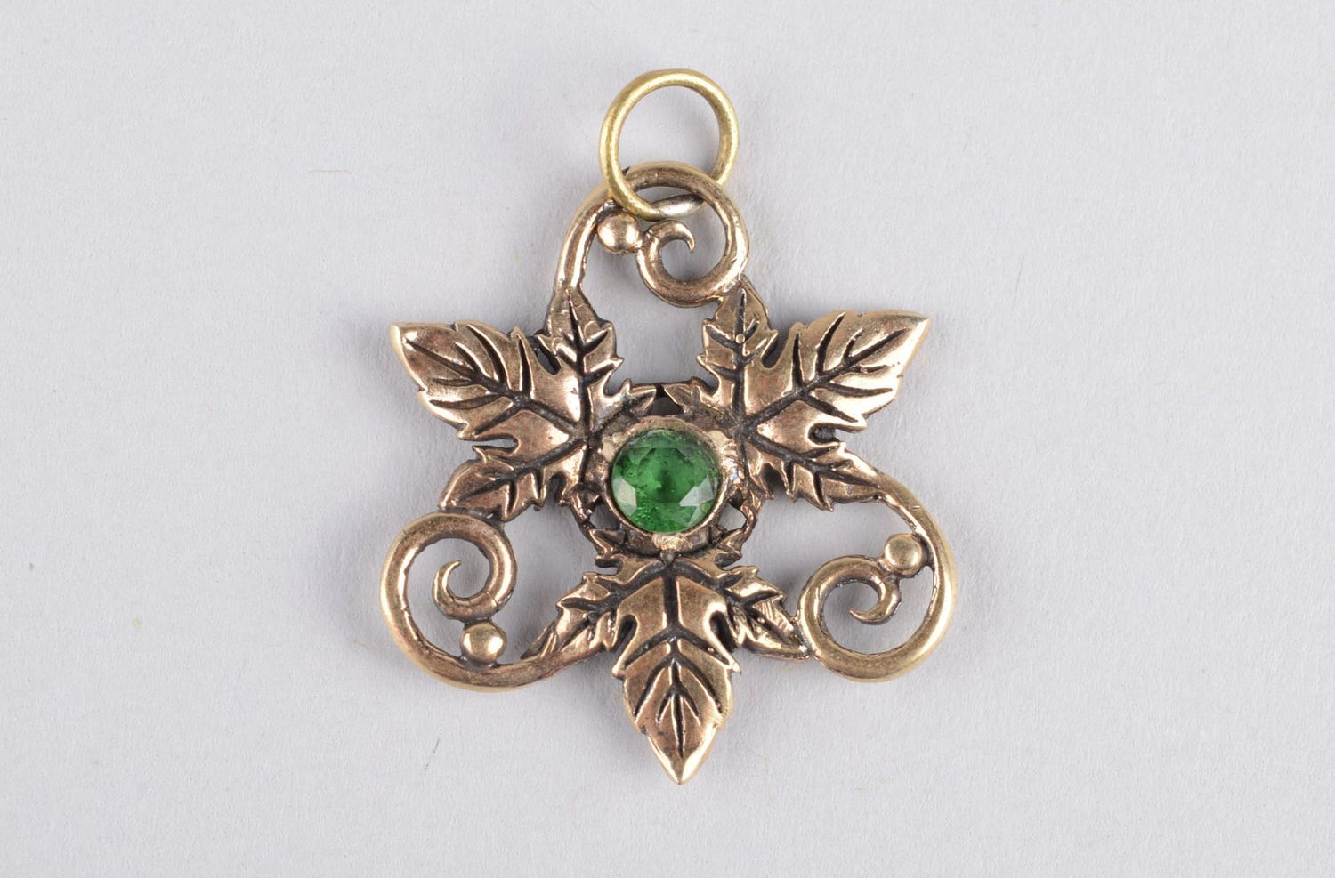 Handmade elegant metal pendant unusual bronze pendant stylish jewelry photo 2