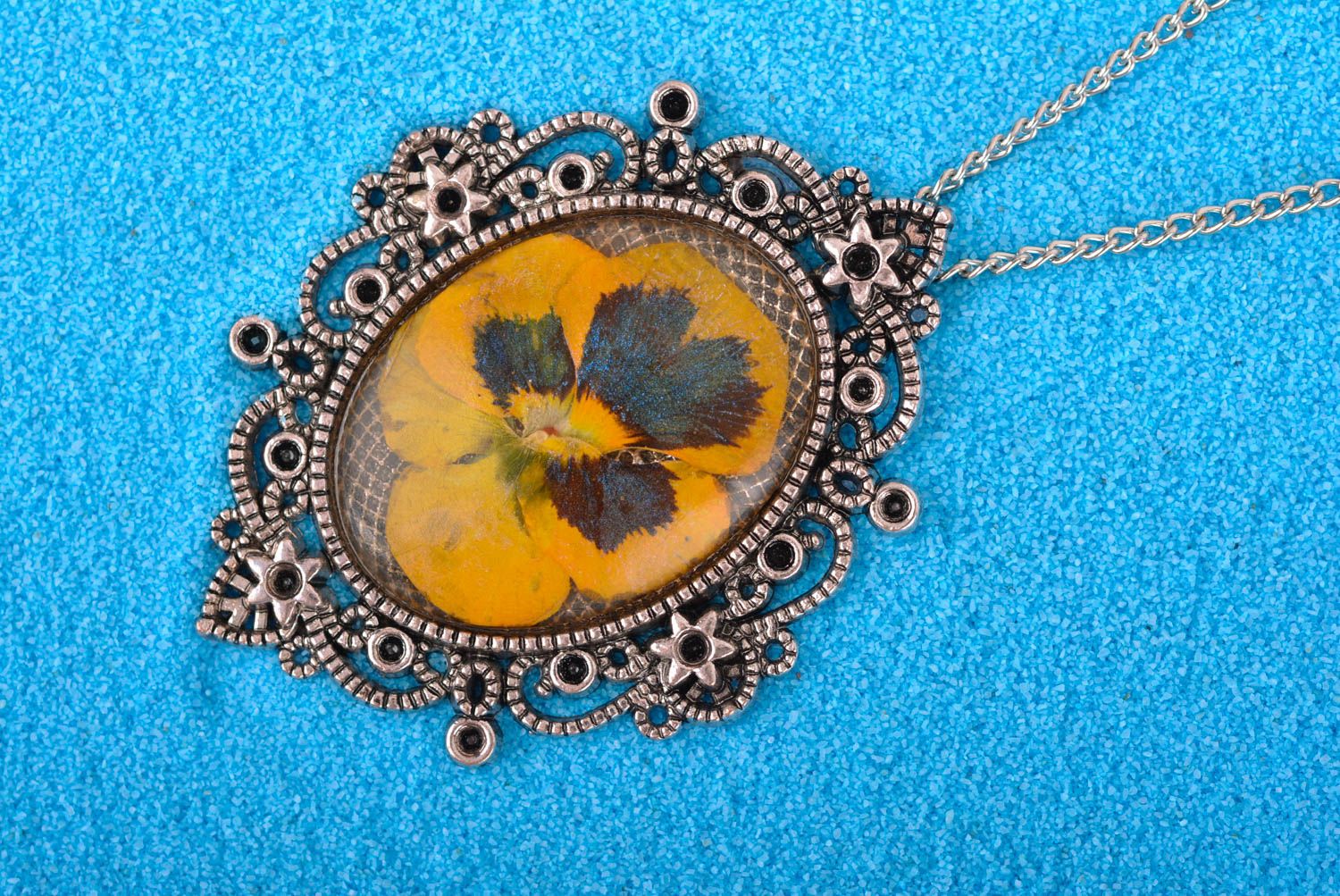 Handmade pendant designer jewelry unusual accessory epoxy resin pendant photo 1