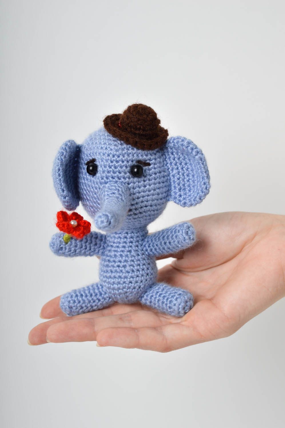 Handmade baby toy soft elephant toy beautiful blue soft toy crocheted toys photo 5