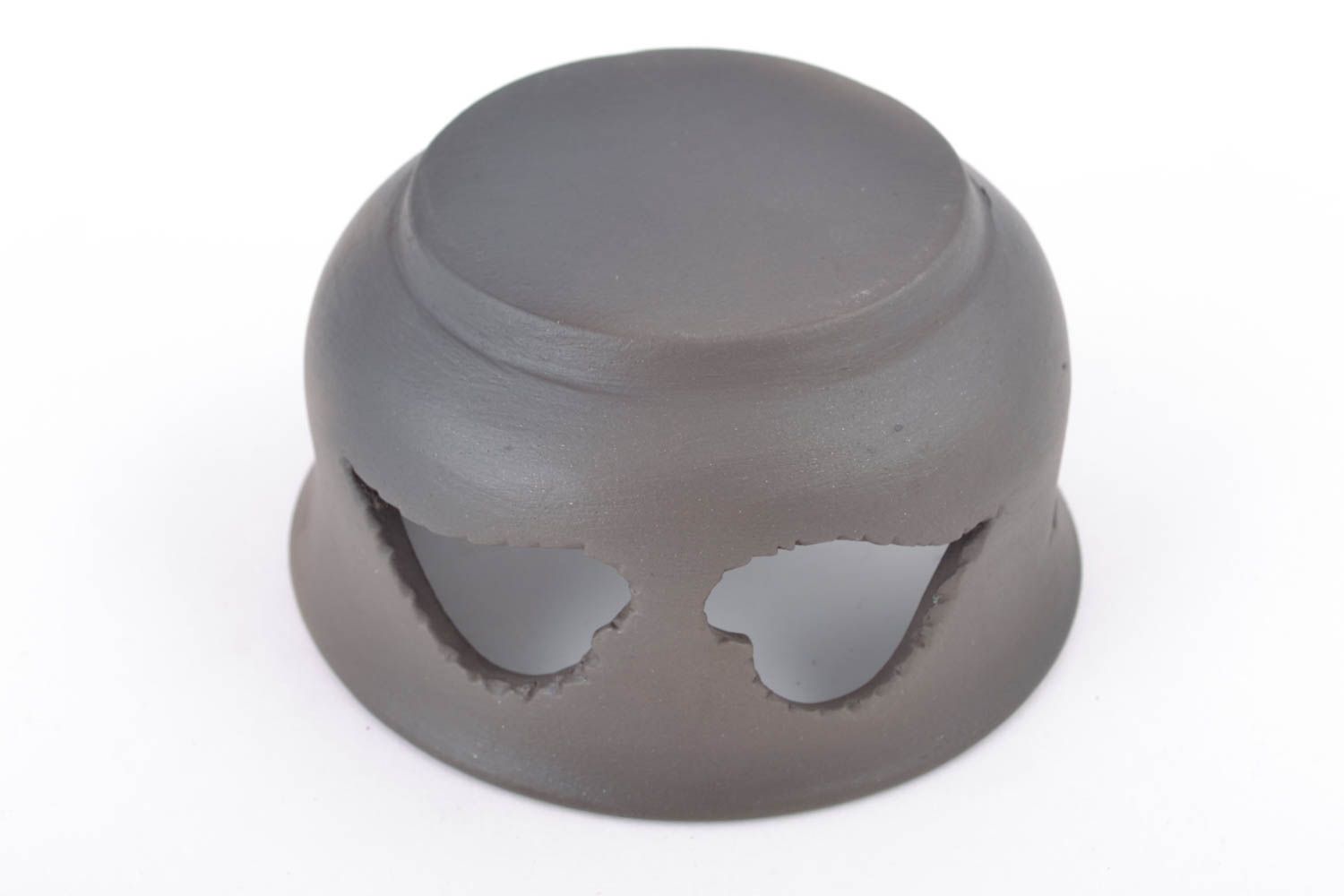 Глиняный подсвечник подставка для подогрева чайника черная фото 5
