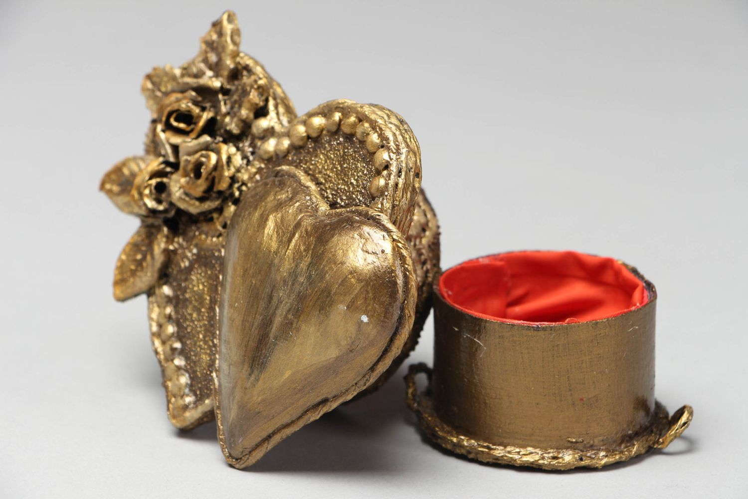 Boîte à bijoux cœur en papier mâché faite main photo 3