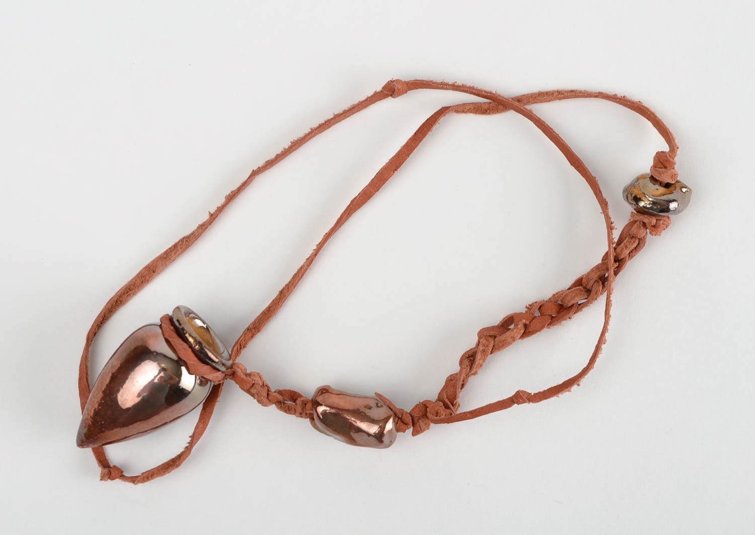Handmade pendant unique ceramic necklace present for aromatherapy accessory photo 1