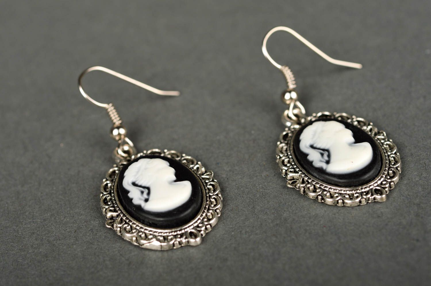 Handmade earrings with cameo, handmade bijouterie accessory for women great gift photo 3