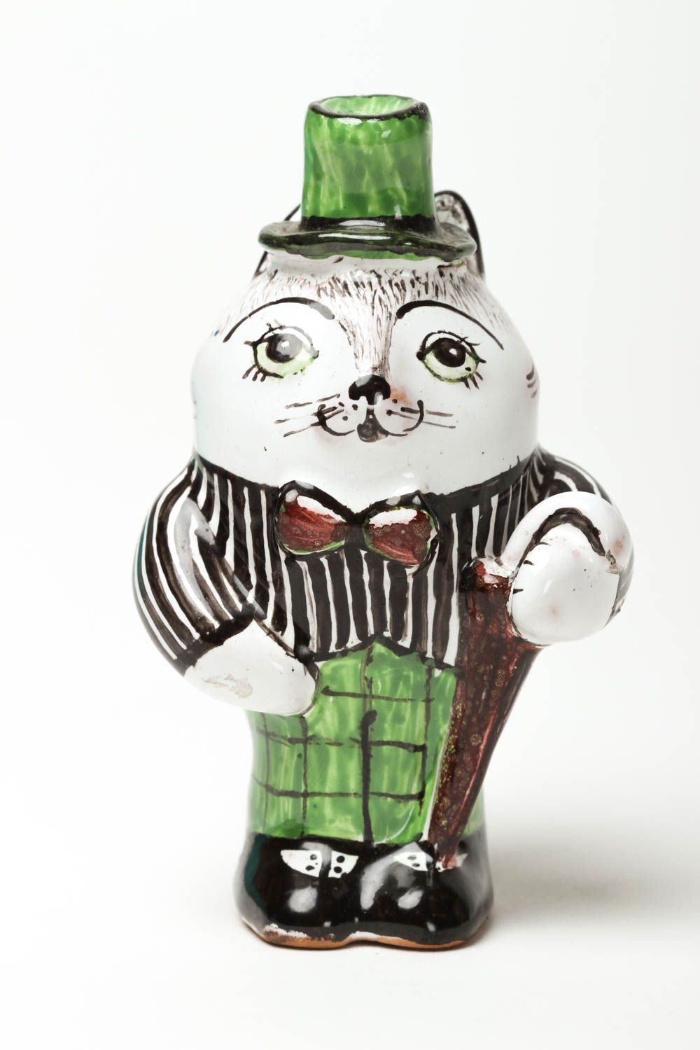 Фигурка из глины ручной работы статуэтка животного кота статуэтка для декора фото 2