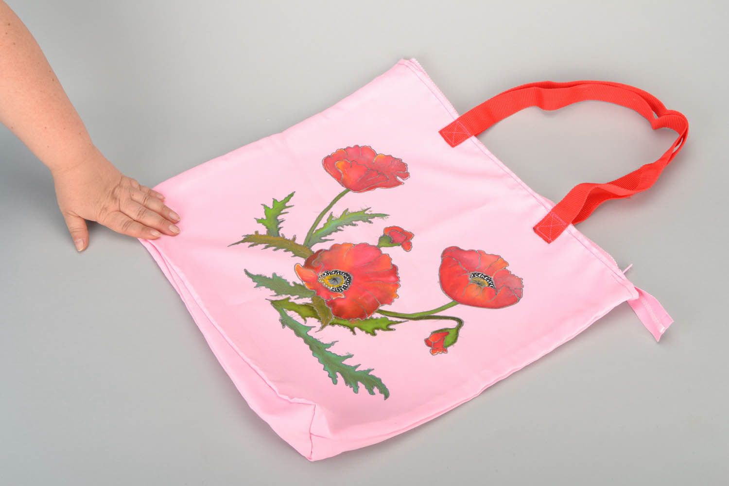 Sommerliche Handtasche aus Textil Mohnblumen foto 2