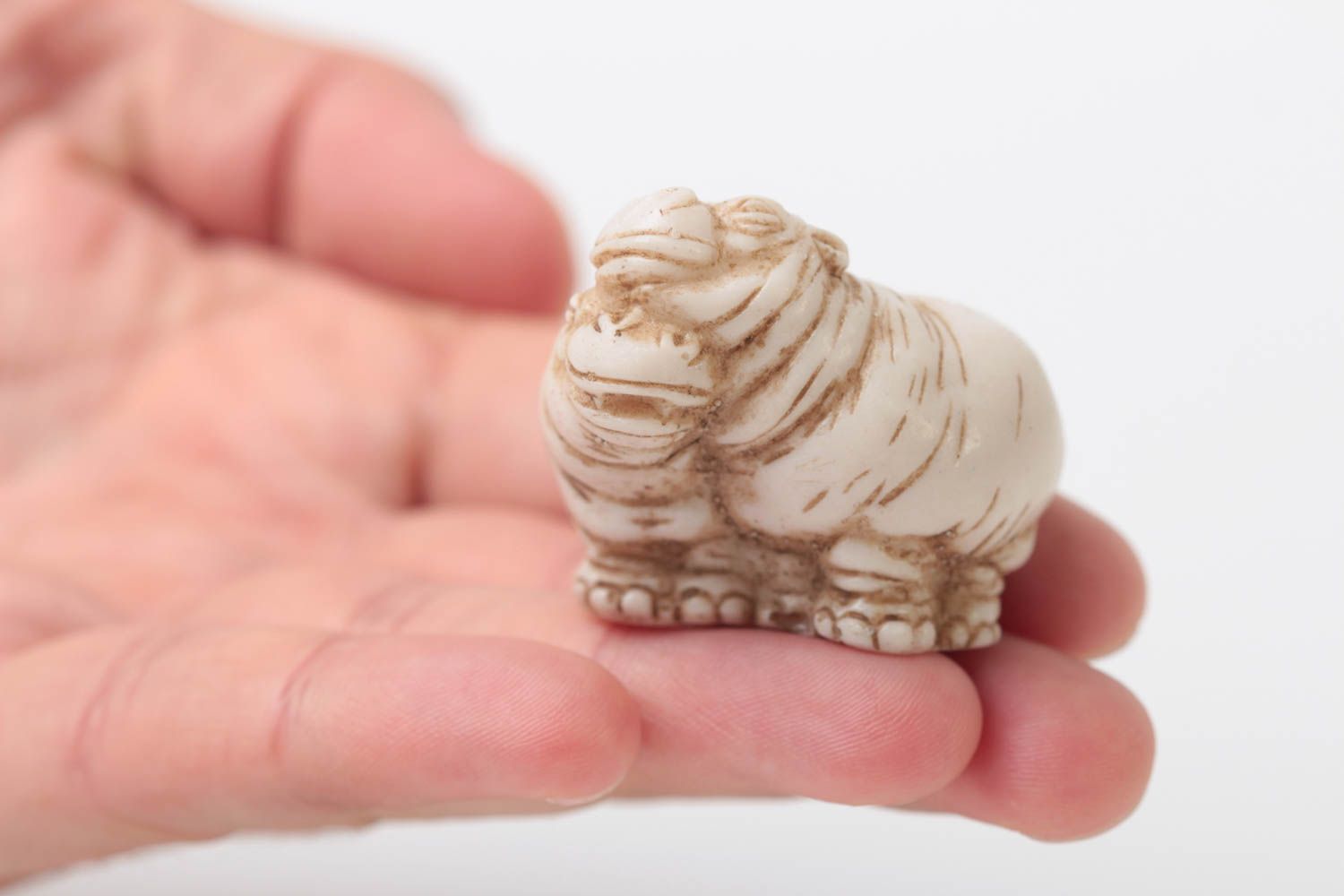 Handmade light figurine small designer statuette unusual hippopotamuses photo 5