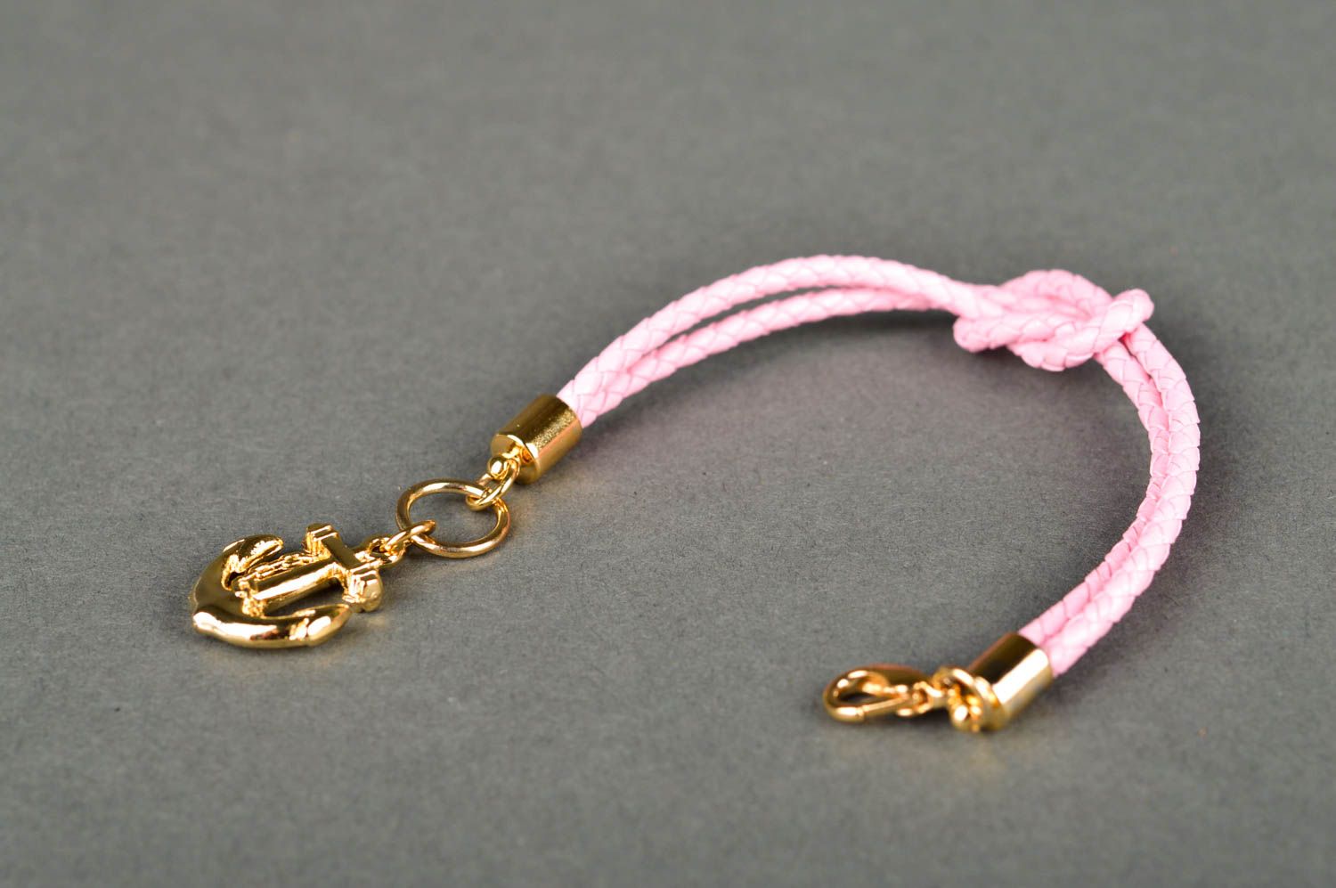 Bracelet tressé en cuir Bijou fait main rose-doré élégant Cadeau pour femme photo 5