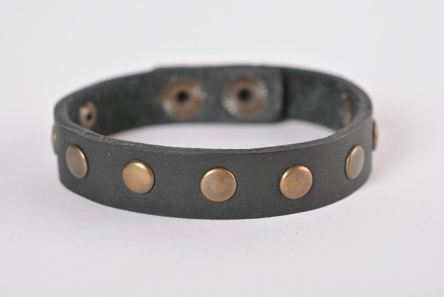 Bracelet cuir Bijou fait main couleur noire Accessoire design tendance photo 1