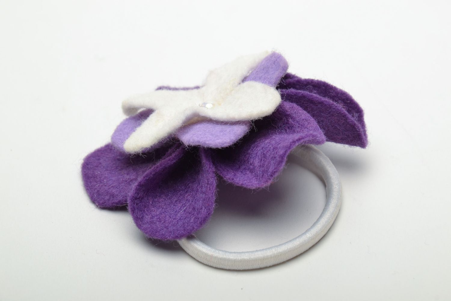 Резинка для волос из фетра фиолетовая  фото 3