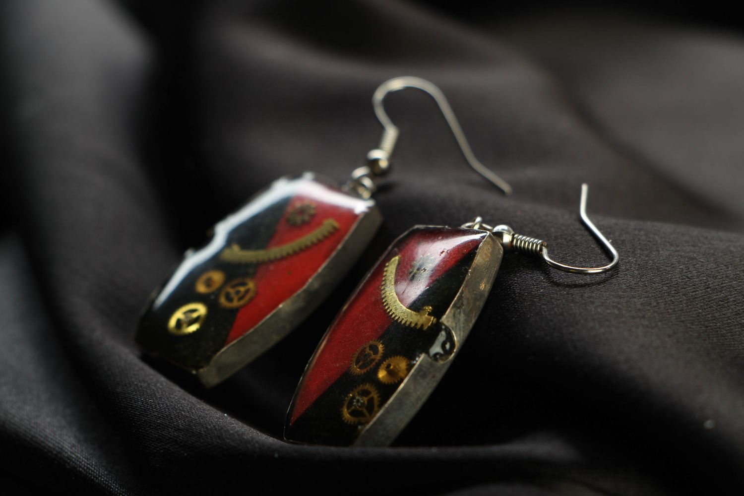 Steampunk earrings with mechanism photo 2