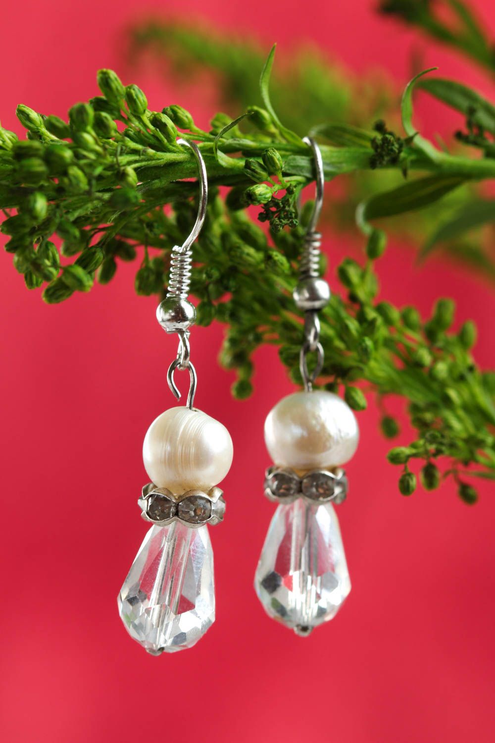 Boucles d'oreilles perles cristal Bijou fait main élégantes Cadeau original photo 1