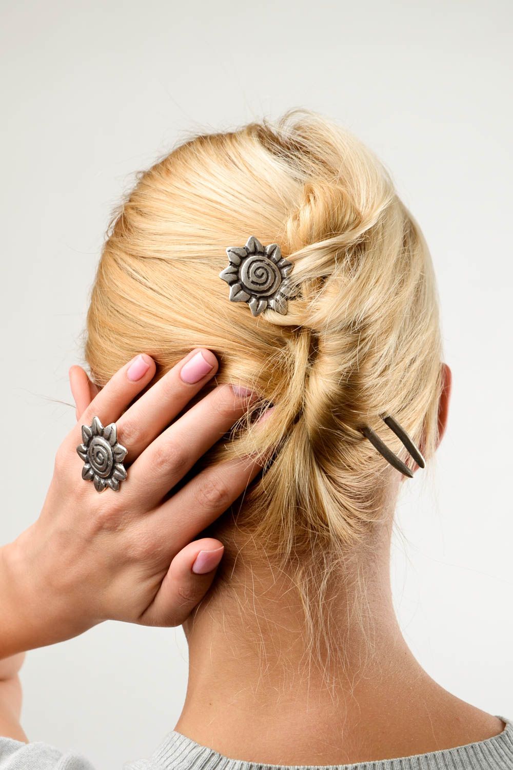 Blüte Haarnadel handmade Damen Modeschmuck Accessoire für Haar Designer Schmuck foto 2