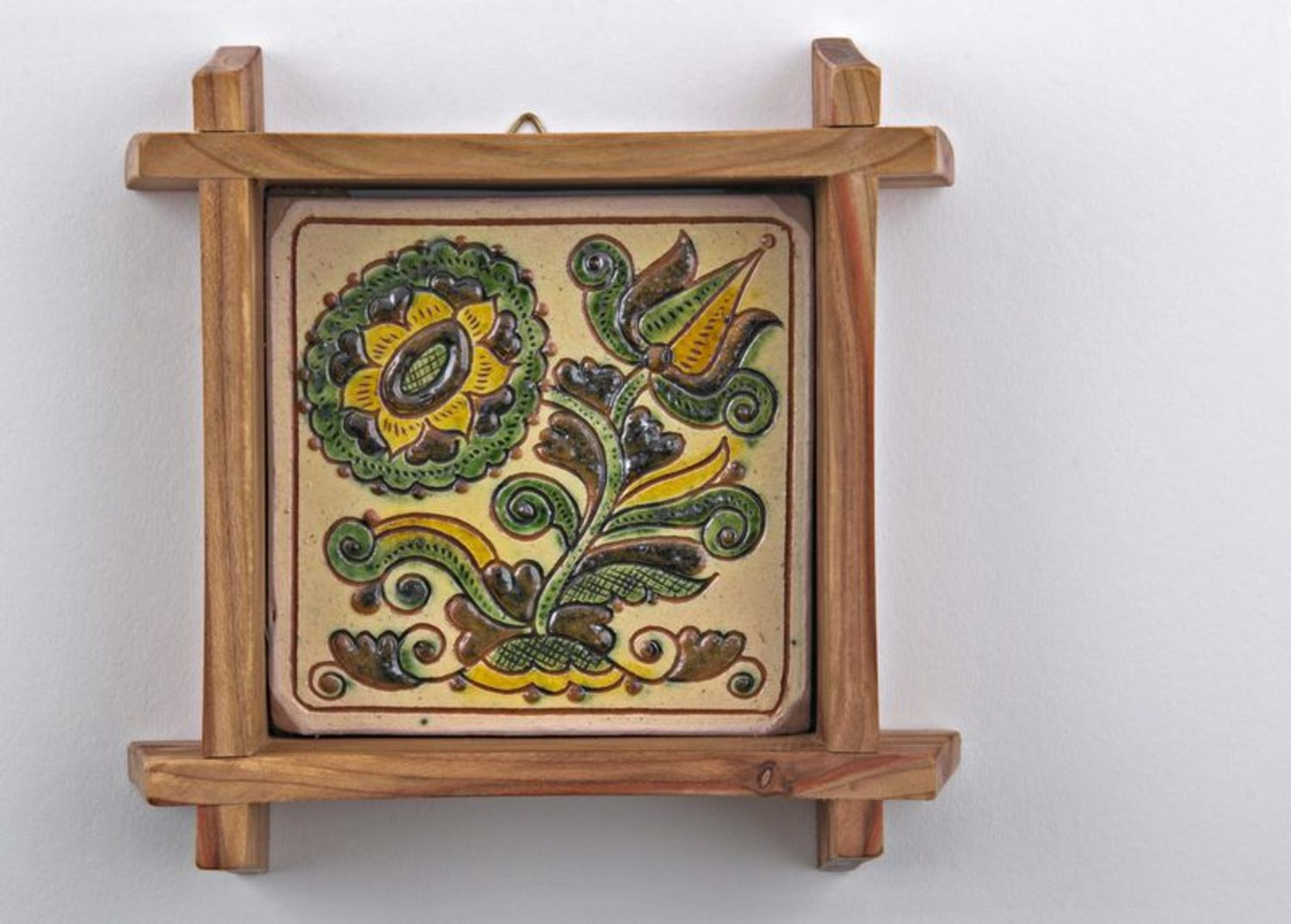 Ceramic picture in wooden frame photo 1