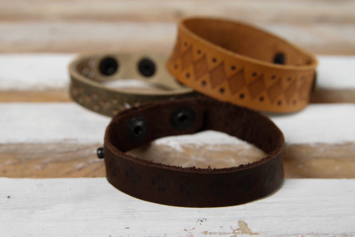 Handmade accessories leather bracelet designs unisex jewelry small gifts photo 1