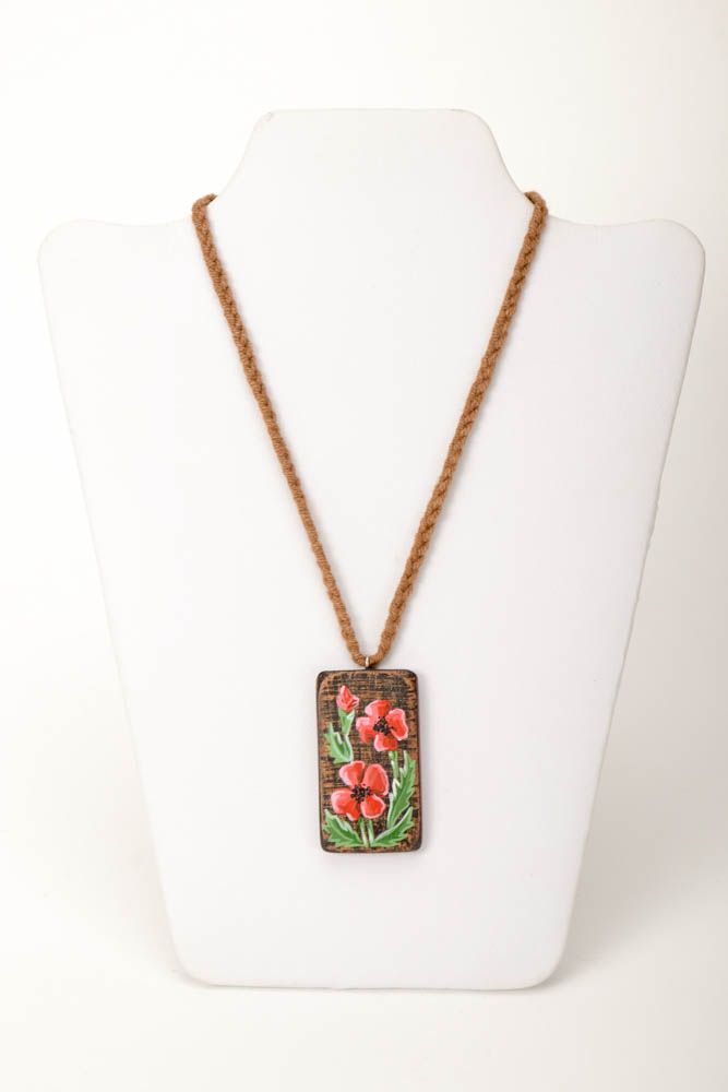 Handmade pendant designer accessory unusual gift wooden pendant for girl photo 5