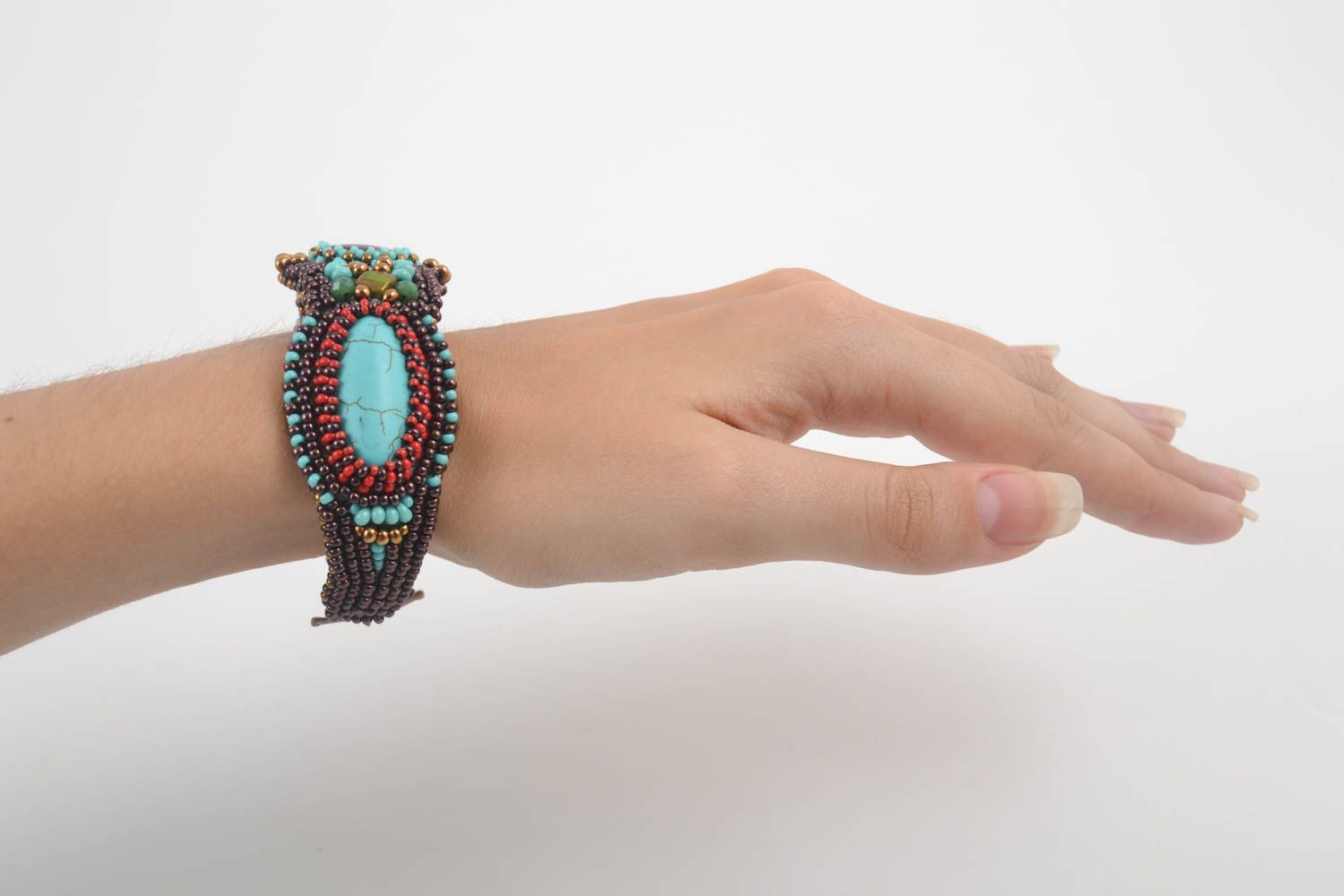 Pulsera de abalorios con turquesa artesanal accesorio para mujer regalo original foto 5