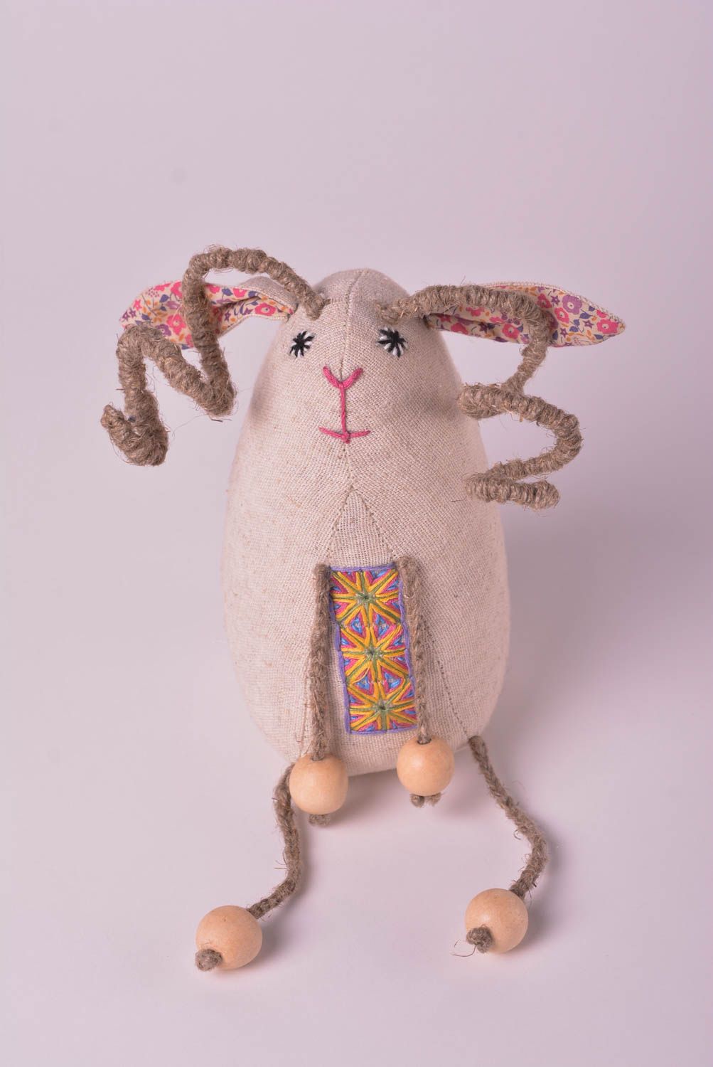 Игрушка коза ручной работы детская игрушка лняная этническая мягкая игрушка фото 1